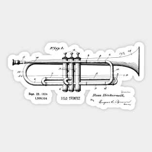 Trumpet Player Gift - 1924 Vintage Trumpet Patent Print Sticker